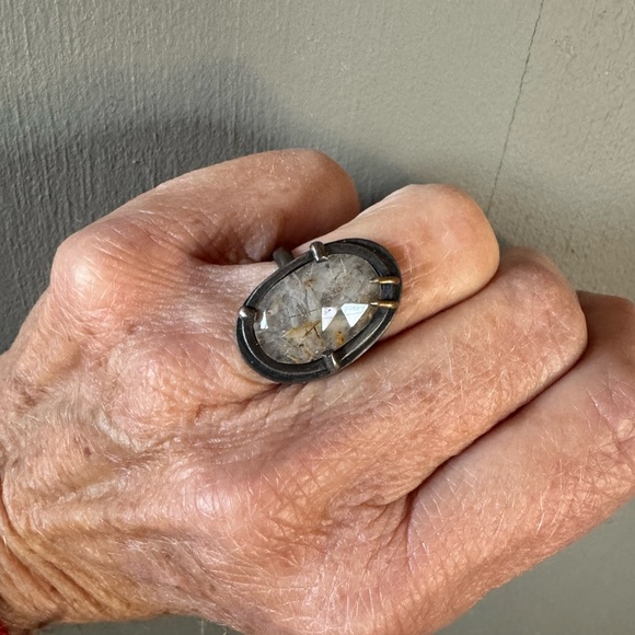 Rosecut Rutilated Quartz Ring 7.5 - Picture 1 of 9